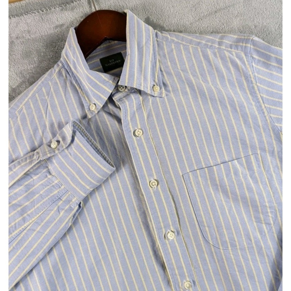 Sid Mashburn Shirt Mens Small Blue Striped Oxford Slim Button Down Long Sleeve